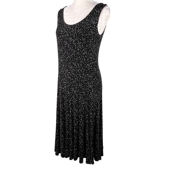 Chico's Travelers Dress Midi Size 1 Sleeveless Black White Polka Dots 8 - Picture 4 of 12